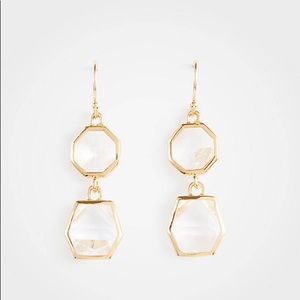 NWT ANN TAYLOR Geometric Crystal Drop Earrings